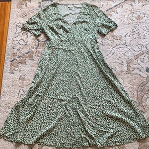 Green floral midi dress